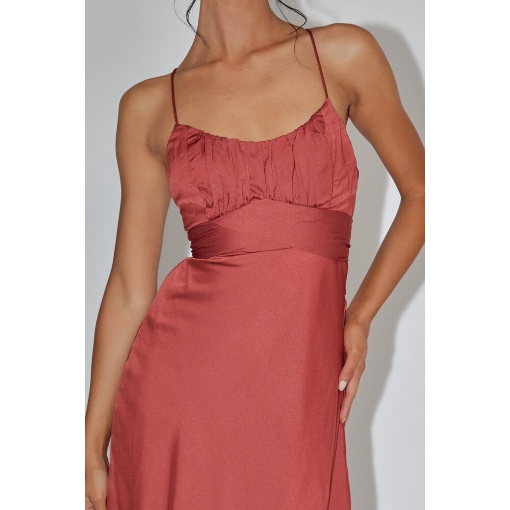 NWT Selfie Leslie Linka Cami Strap Midi Dress in Chocolate Size 8US - Picture 3 of 10